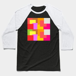 Bright colors abstract overlapping squares tiles pattern Baseball T-Shirt